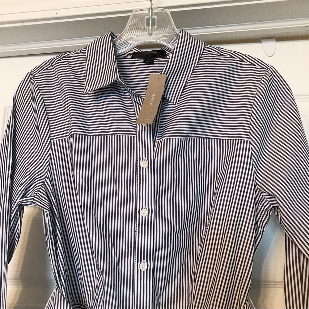 NWT J. Crew striped shirtdress size 2 - Picture 6 of 8